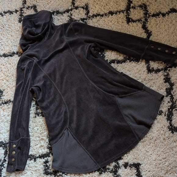 XCVI Charcoal Gray Zip-Up Hooded Sweatshirt - Picture 6 of 10